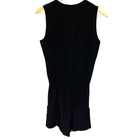 Karina Grimaldi Black Silk Surplice Wrap Front Sleeveless Cuffed Romper Size S - Picture 4 of 16